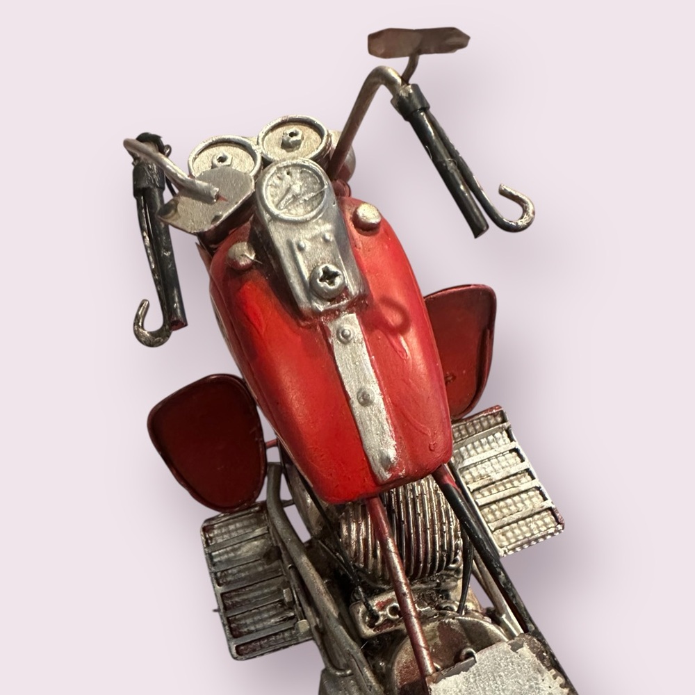 Vintage Red Metal Motorcycle Model Home Decor - Picture 6 of 11